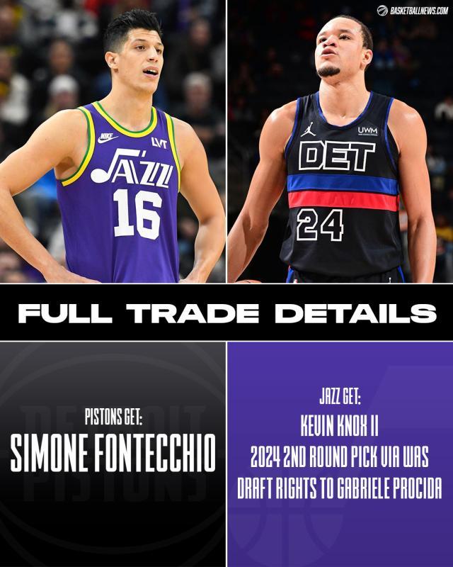 交易来了！爵士再次卖首发 活塞抢来意大利炮